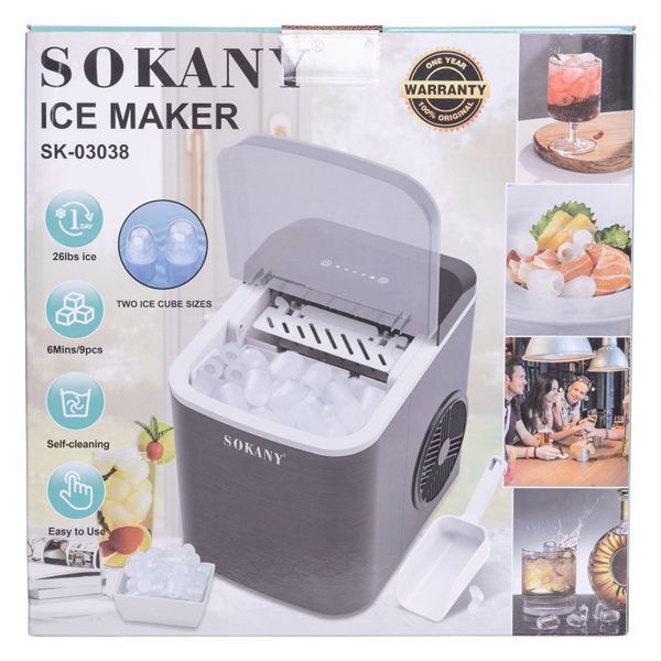Ледогенератор SOKANY SK-03038 настольный 112 Вт Серый фото