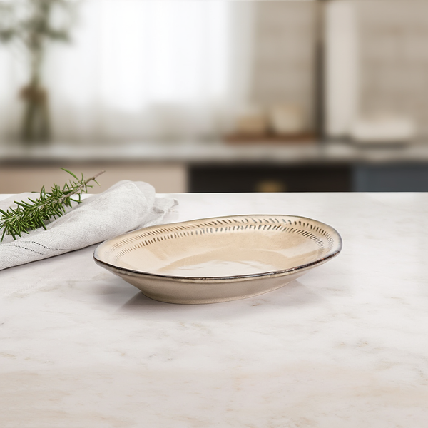 Блюдо сервірувальне керамічне TS Kitchen HP23381 29х19см Бежевий фото