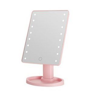 Косметическое зеркало прямоугольное с LED-подсветкой 21 на 16 см Розовый Yiwu HP-10-3AP фото
