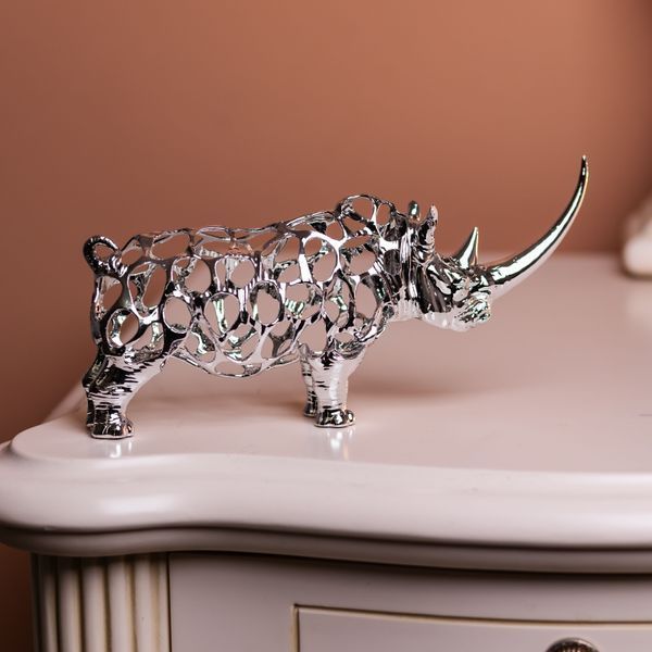 Статуетка Rhinoceros металева Сріблястий Yiwu HP-7-23 фото
