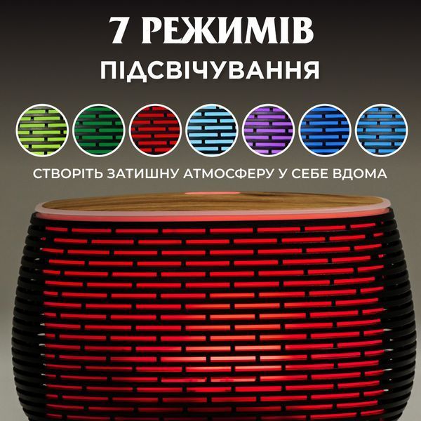 Зволожувач повітря з підсвічуванням 400мл Чорний Happy Life HPKP7049B фото