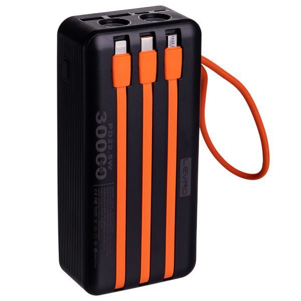 Повербанк 30000 mAh USB-C/USB-A 3 шнури в комплекті Чорний Zorox HP-N56 фото