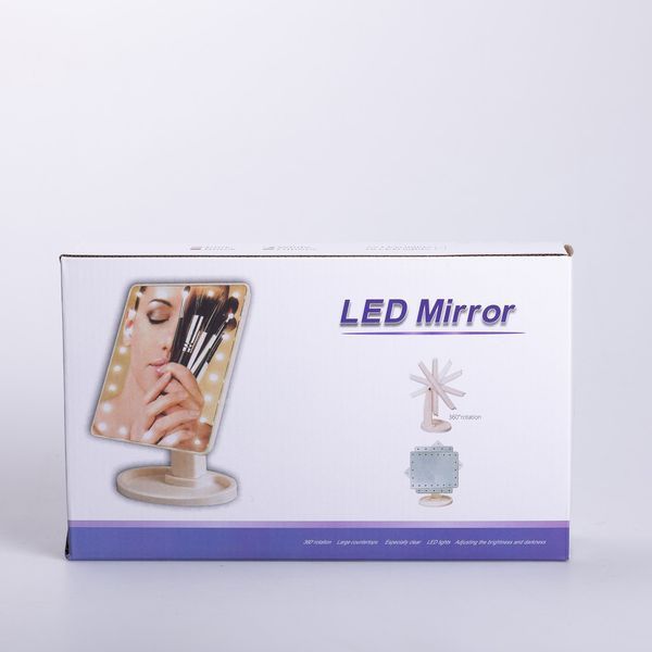 Косметическое зеркало прямоугольное с LED-подсветкой 21 на 16 см Белый Yiwu HP-10-4AB фото