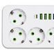 Сетевой фильтр-удлинитель 5 розеток и 4 USB A1 Type-C на 5 метров Белый Yiwu HP-5-51 фото 3