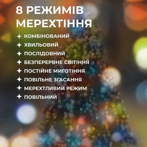 Гірлянда Кінський хвіст 200 LED 10 ниток 2 м кольоровий GarlandoPro 173309ML фото
