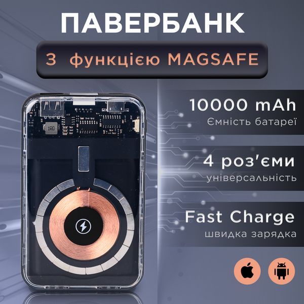 Повербанк магнітний з бездротовою зарядкою 10000 Smartx mAh X104 фото