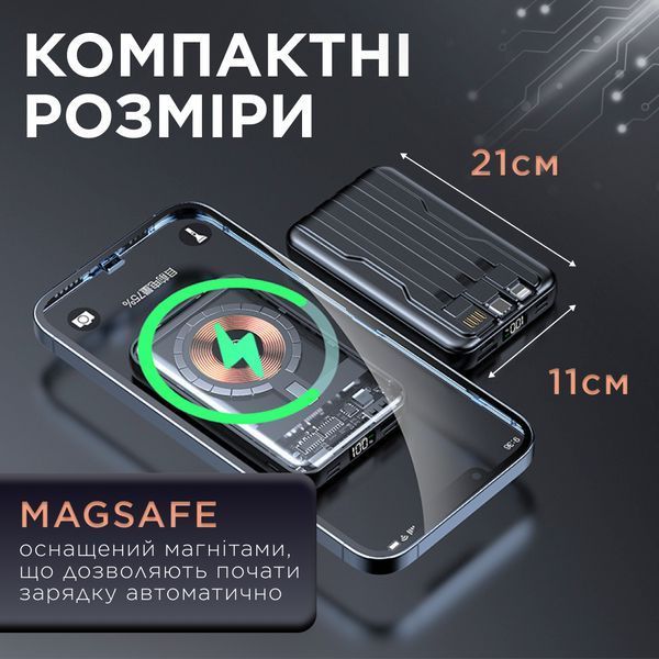 Повербанк магнітний з бездротовою зарядкою 10000 Smartx mAh X104 фото