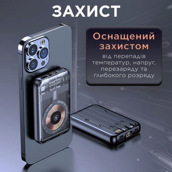 Повербанк магнітний з бездротовою зарядкою 10000 Smartx mAh X104 фото