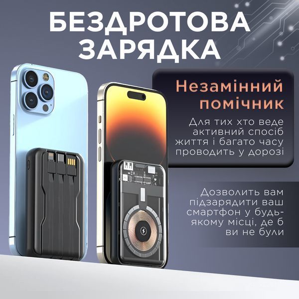 Повербанк магнітний з бездротовою зарядкою 10000 Smartx mAh X104 фото
