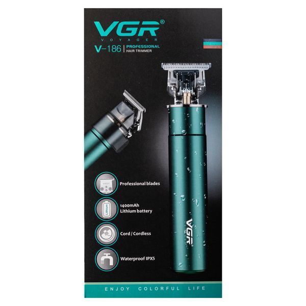 Триммер для стрижки с насадками VGR V-186 аккумуляторный 1400 mAh Зеленый фото