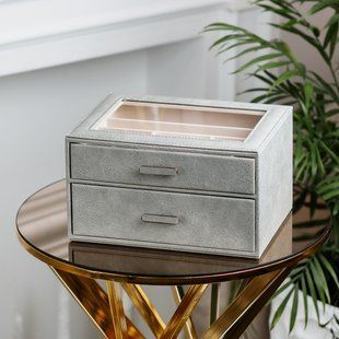 Скринька для прикрас з еко-шкіри два яруси 24,5*17,5*14 см Сірий Happy Life HP47614S фото