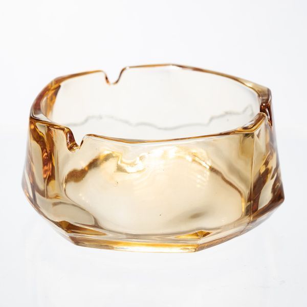 Пепельница стеклянная Diamond Faceted 12 см Золотистый Yiwu HP-34-78 фото
