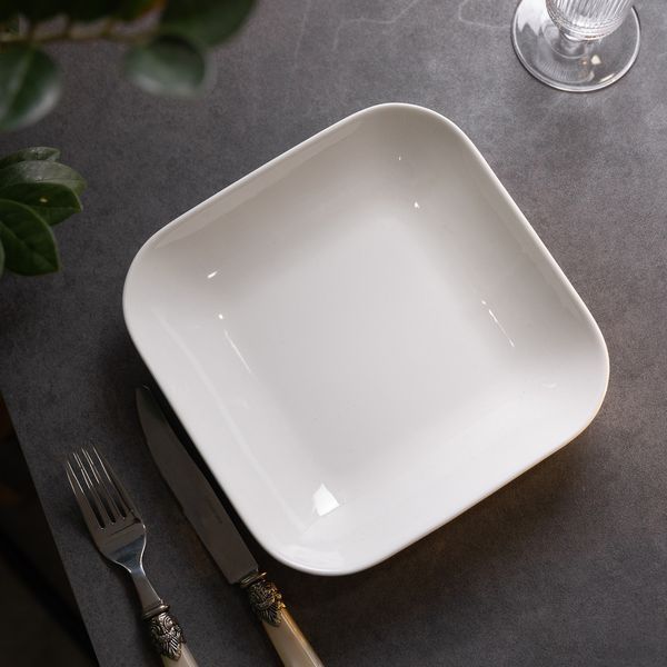 Тарелка глубокая фарфоровая квадратная TS Kitchen HP600 500мл 15см фото