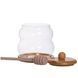 Стеклянная медовница с бамбуковой подставкой и ложкой 350 мл Прозрачный Yiwu 64486-8 фото 2