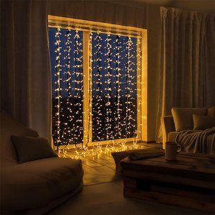 Новорічна гірлянда штора 3х2 м 144 LED білий дріт Жовтий Garlando ZWM32144LEDY фото