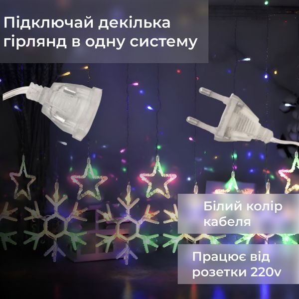 Гірлянда фігурна Зірки та сніжинки 9 фігур 3х0,9 м різнокольоровий GarlandoPro 1733065ML фото