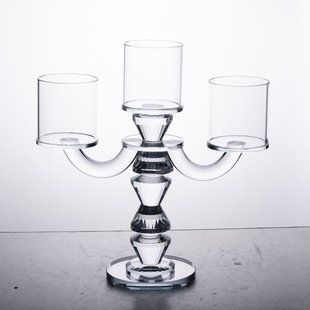Підсвічник канделябр Flora скляний на 3 свічки 23 см Yiwu HP-4-30 фото