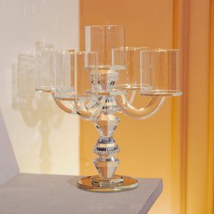 Підсвічник канделябр Flora скляний на 5 свічок 24 см Yiwu HP-4-31 фото