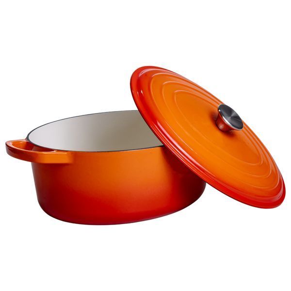 Гусятница чугунная эмалированная 6 л Оранжевый Yongkang HP-FLG-17 ORANGE фото