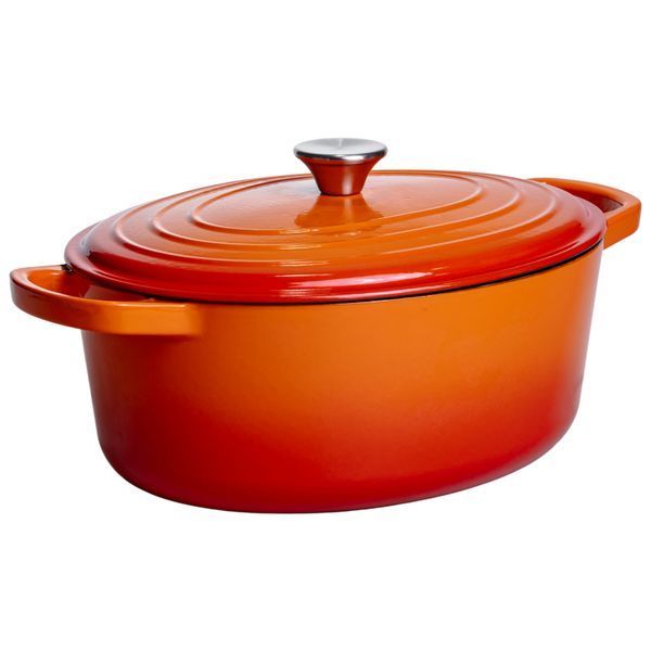 Гусятница чугунная эмалированная 6 л Оранжевый Yongkang HP-FLG-17 ORANGE фото