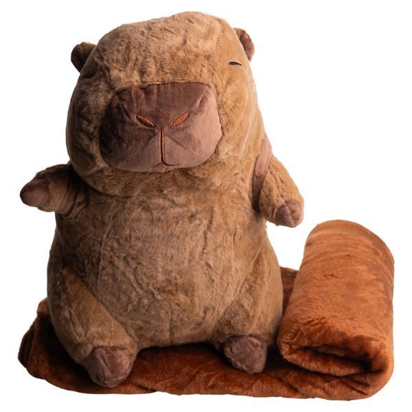 Игрушка-подушка Каприбара с гамбургером и пледом 110 на 140 см Коричневый COLORFUL HOME 520-8 фото