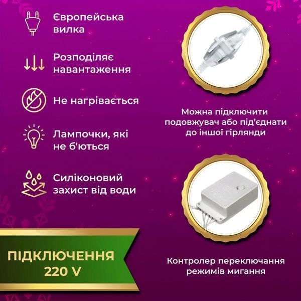 Гирлянда-штора Роса 200 LED 3х2 м разноцветный GarlandoPro 173301ML фото