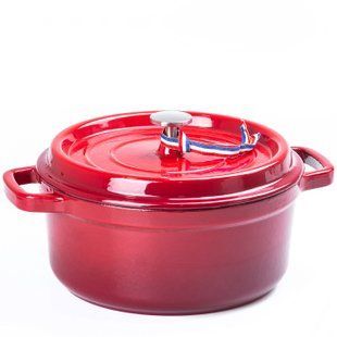 Кокотница чугунная с эмалированным покрытием Красная Yiwu HP-1-1-RED фото