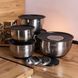 Набор салатниц из нержавеющей стали с крышками и терками 5 штук Серебристый LUGI LG-01/5PCS фото 2
