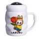 Чашка фарфоровая с крышкой Labubu 400 мл Белый с желтым Yiwu FM-54D фото 1
