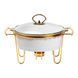 Мармитница керамическая 1 л круглая со стеклянной крышкой и подогревом Белый с золотом Yiwu HP1034 фото 1