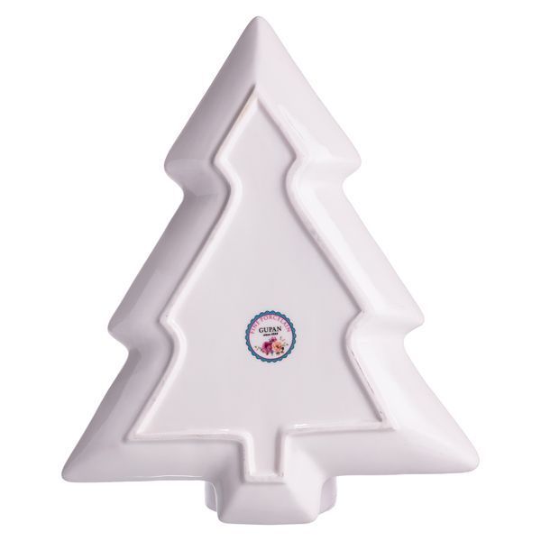 Блюдо сервірувальне новорічне для закусок порцелянове Christmas 29 на 24 на 2 см Червоний з білим Yiwu HP-SDHK-17 фото