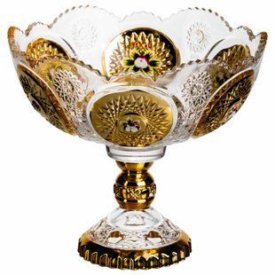 Ваза для фруктів скляна Gold Glass 22 см Прозорий Yiwu HP-34-140 фото