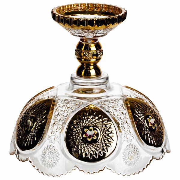 Ваза для фруктов стеклянная Gold Glass 22 см Прозрачный Yiwu HP-34-140 фото