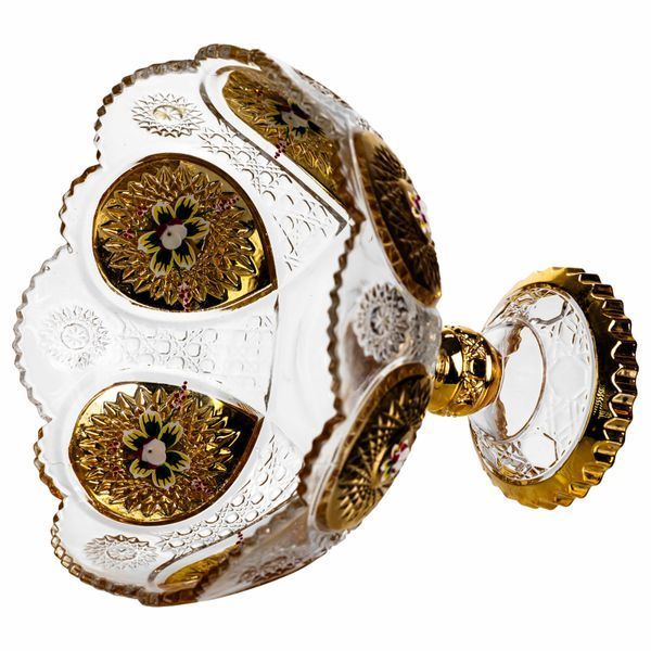 Ваза для фруктов стеклянная Gold Glass 22 см Прозрачный Yiwu HP-34-140 фото