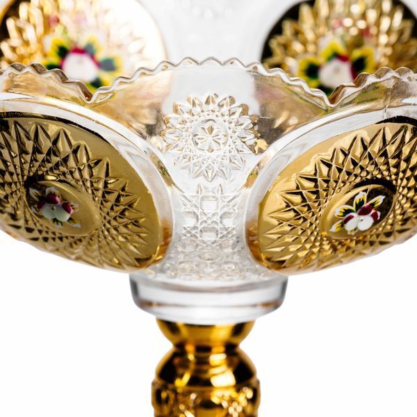 Ваза для фруктов стеклянная Gold Glass 22 см Прозрачный Yiwu HP-34-140 фото