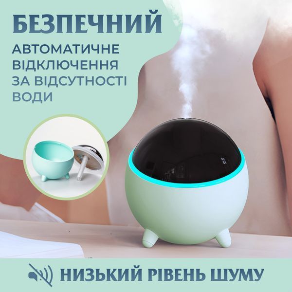 Зволожувач повітря з підсвічуванням USB Planet 300мл Бірюзовий Happy Life HPBH16985GR фото