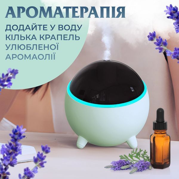Зволожувач повітря з підсвічуванням USB Planet 300мл Бірюзовий Happy Life HPBH16985GR фото
