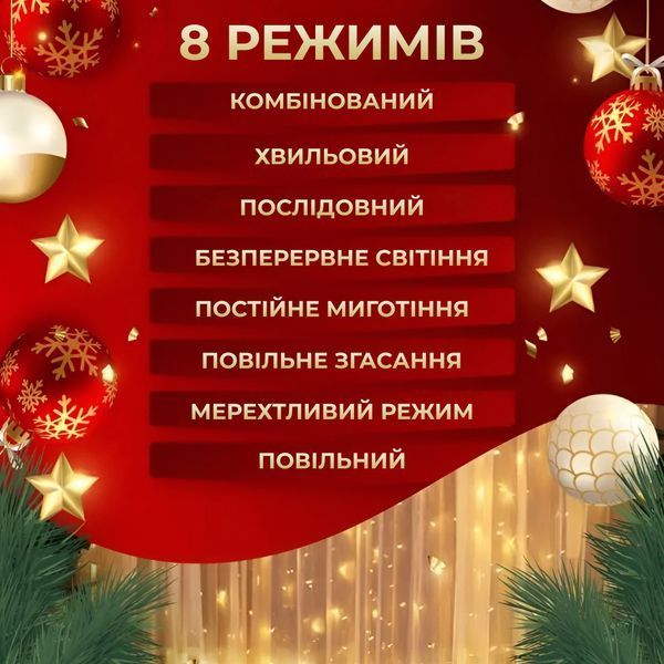 Гирлянда-штора Роса 200 LED 3х2 м теплый белый GarlandoPro 173304Y фото