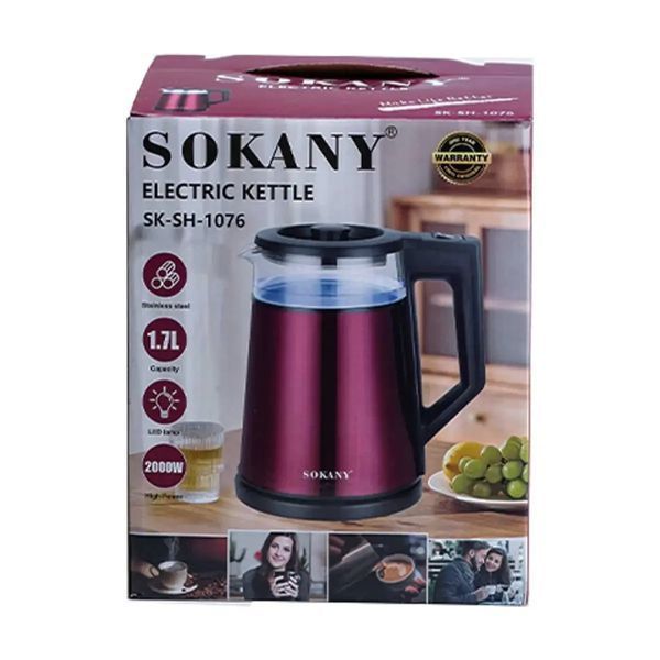 Електрочайник дисковий на 1.7 л 2000 Вт Червоний Sokany SK-SH-1076R фото