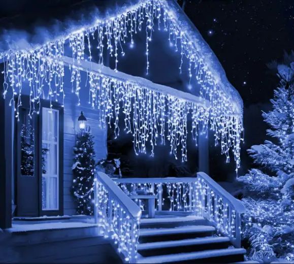 Гірлянда Бахрома вулична 810 LED 50 м чорний/синій Garlando 50MBBL фото