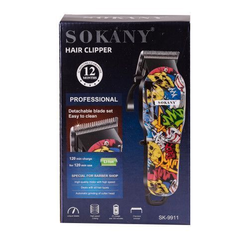 Машинка для стрижки волос с насадками Sokany SK-9911 аккумуляторная 1500 mAh Графити фото