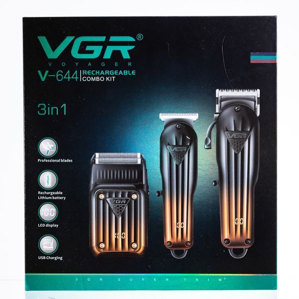 Набор машинок для стрижки VGR V-644 аккумуляторный Золотистый с черным VGR HP-V-644 фото