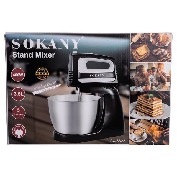 Стаціонарний міксер Sokany з чашею 3.5 л 400 Вт Чорний Sokany CX-6622 фото