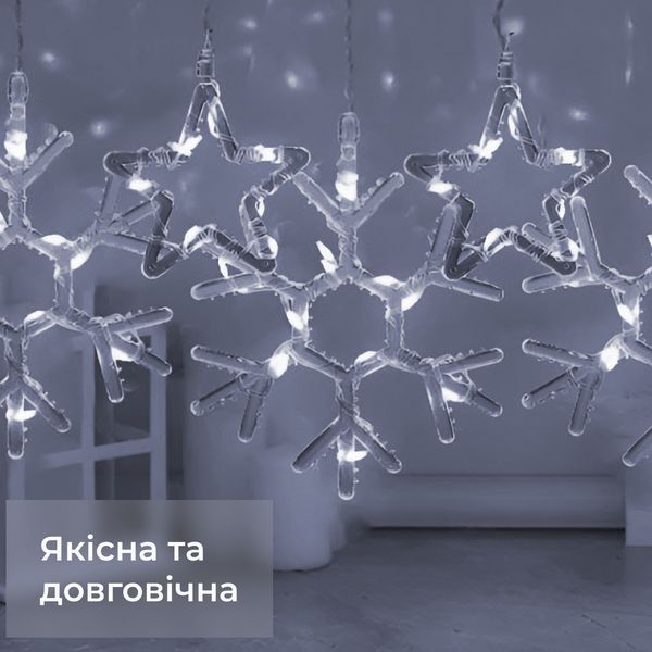 Гирлянда фигурная Звезды и снежинки 10 фигур 3х0,9 м холодный белый GarlandoPro 1733067W фото