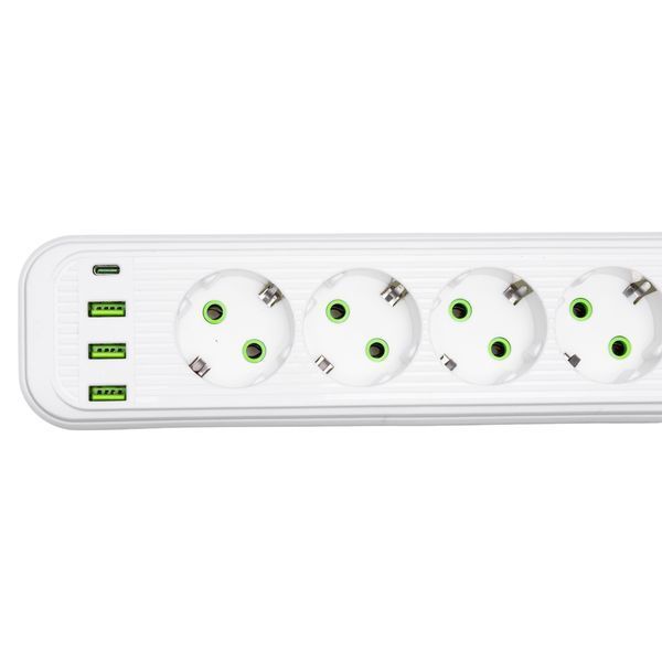 Мережевий фільтр-подовжувач 5 розеток і 3 USB A1 Type-C на 5 метрів Білий Yiwu HP-5-43 фото