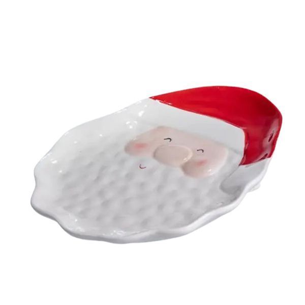 Блюдо сервировочное новогоднее для закусок из фарфора Santa Claus 27 на 21 см Yiwu CR-1-32 фото