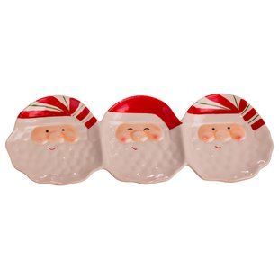Блюдо сервірувальне новорічне для закусок з порцеляни Santa Claus 33.5 на 12.5 см Yiwu CR-1-33 фото