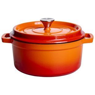Кокотниця чавунна емальована 4,5 л Помаранчевий Yongkang HP-FLG-4 ORANGE фото