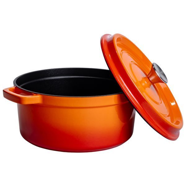 Кокотниця чавунна емальована 4,5 л Помаранчевий Yongkang HP-FLG-4 ORANGE фото