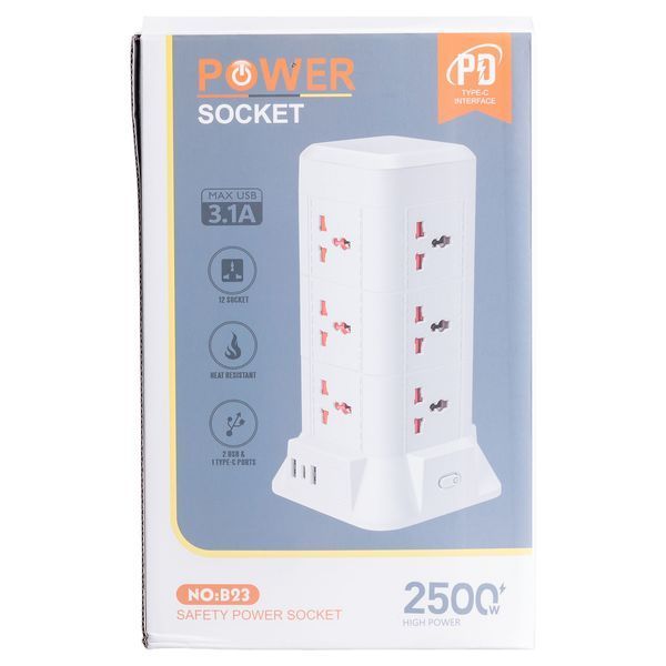 Мережевий фільтр-подовжувач на 9 розеток з LED-лампою 3USB та 1PD 4,8 метри Yiwu HP-5-7MF фото